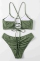 Angelsin Brezilyan Arkadan Büzgülü Sırt Bağlamalı Bikini Takım Yeşil