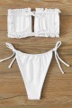 Angelsin Brezilya Model Büzgülü Bağlamalı Bikini Takım Beyaz