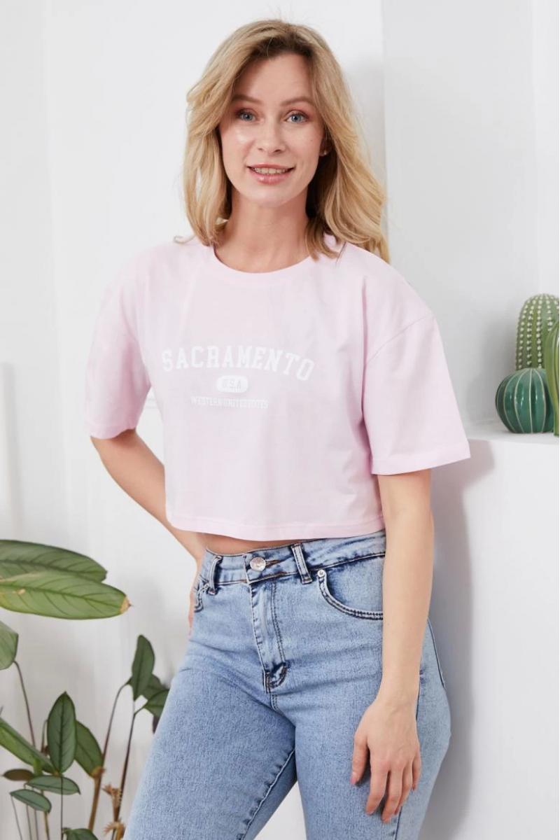 Baskılı Crop tişört