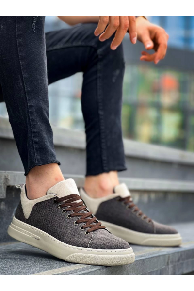KB-X204 Kuback Taba Bej Keten Bej Yüksek Taban Günlük Erkek Spor Ayakkabı