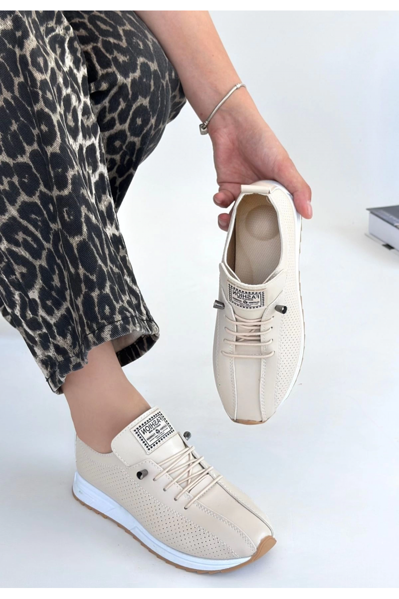 Fiert Bej Cilt Bağcıklı Spor Ayakkabı