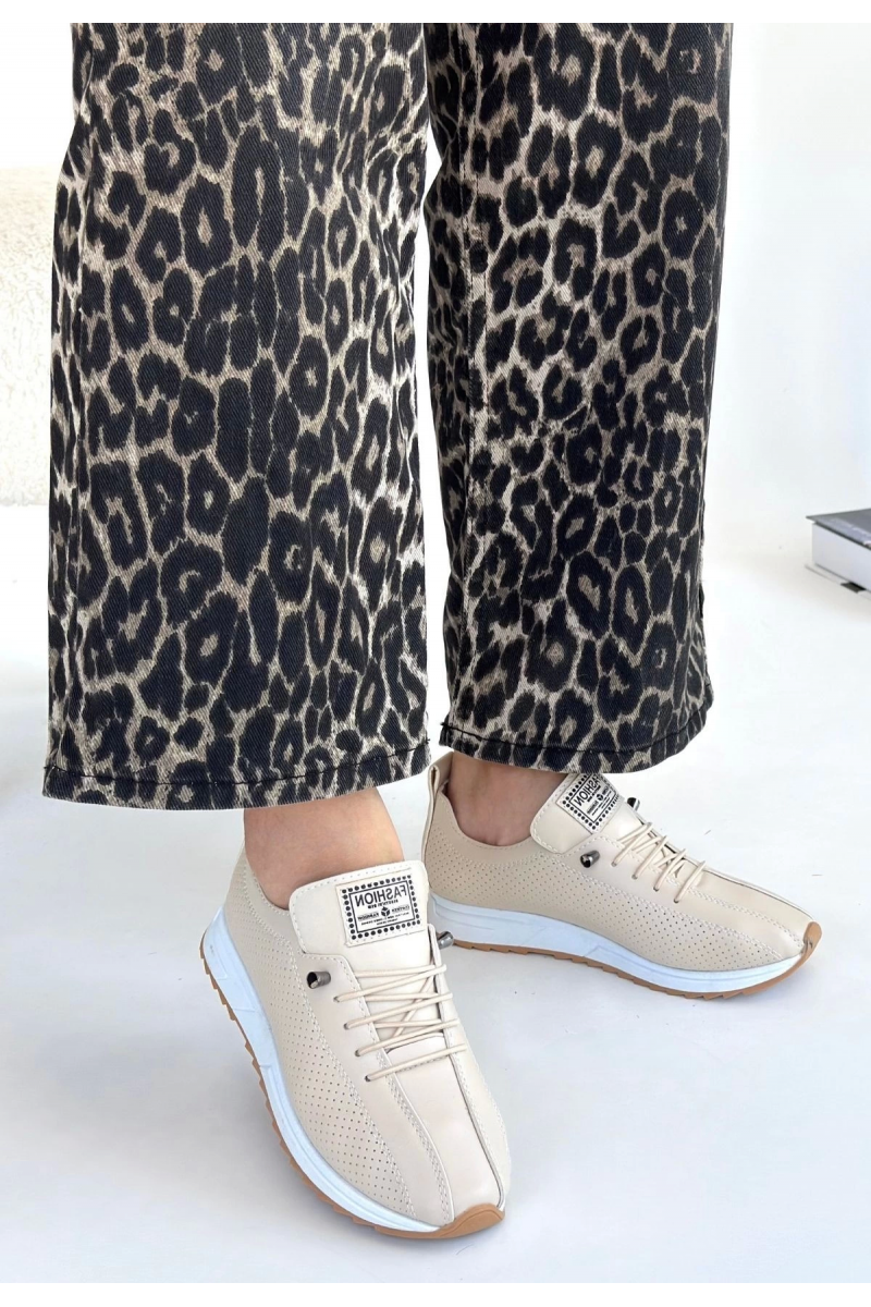 Fiert Bej Cilt Bağcıklı Spor Ayakkabı