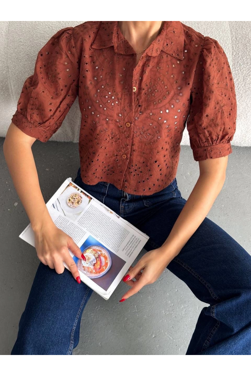 Brodeli crop gömlek s1023 Brodeli crop gömlek s1023
