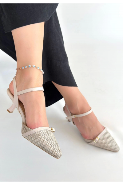 Lanna Bej Cilt Topuklu Ayakkabı