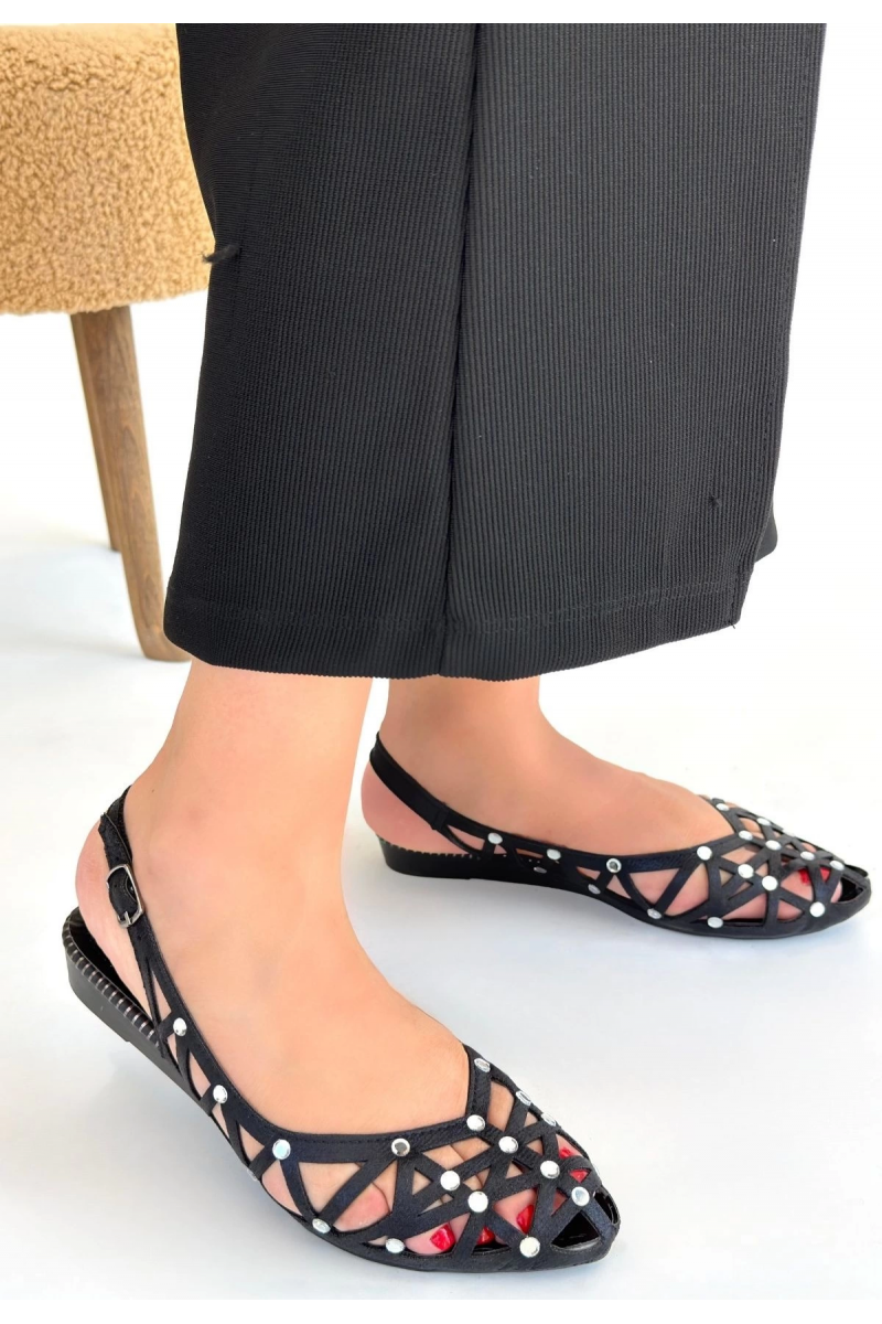 Faty Siyah Cilt Babet Ayakkabı
