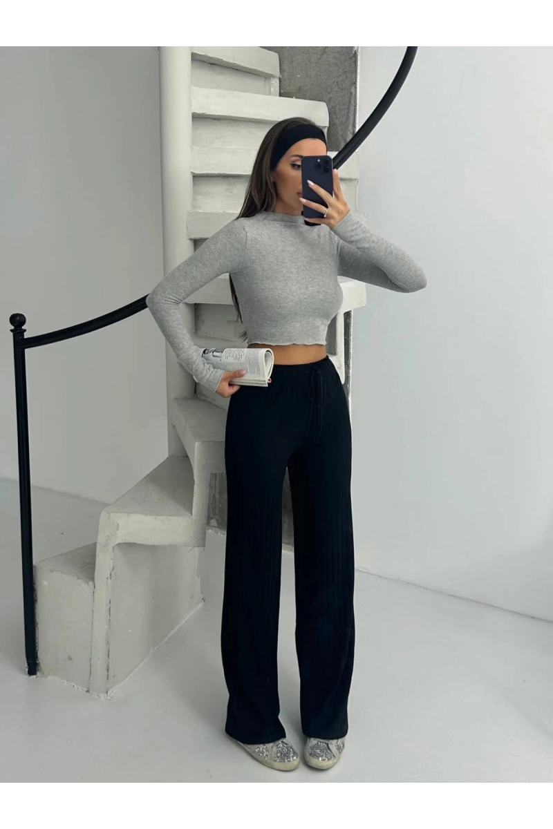 Fitilli şardonlu pantolon siyah a4058 Fitilli şardonlu pantolon siyah a4058