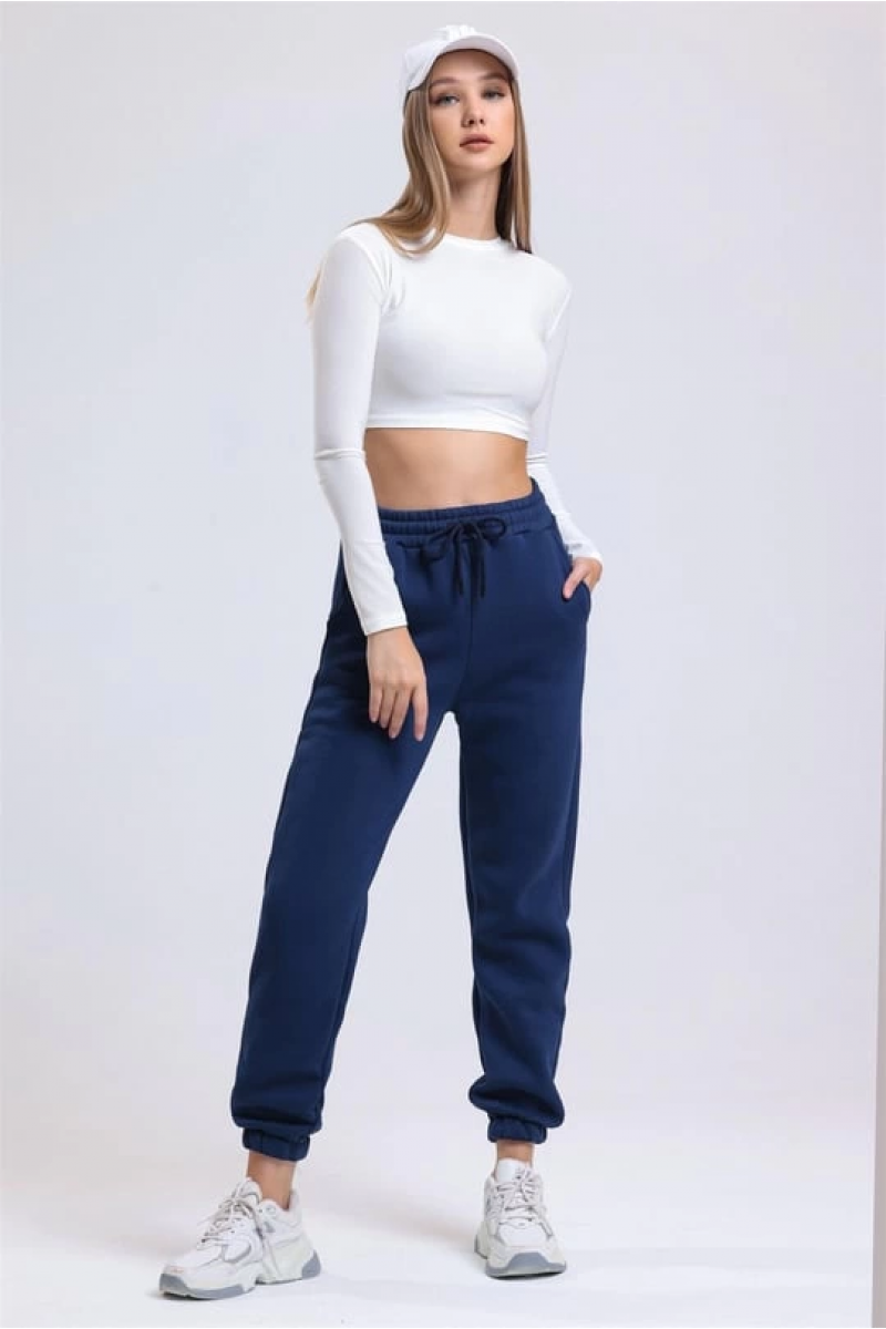 3 iplik şardonlu paça lastikli eşofman lacivert is001