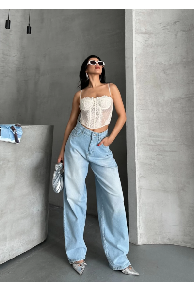 Baggy süper taş bıyık yıkama buz mavi d2007 Baggy süper taş bıyık yıkama buz mavi d2007