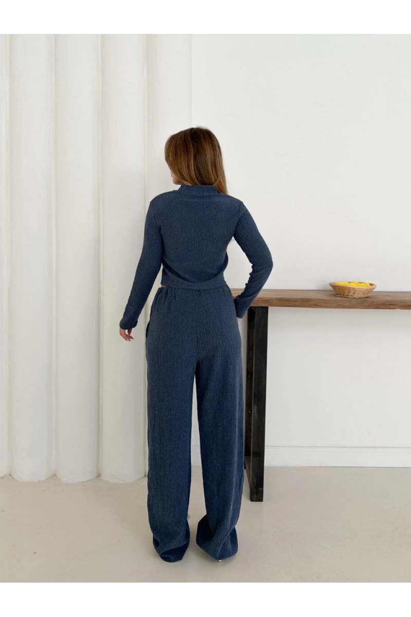 Balıkçı yaka örme takım lacivert st265865