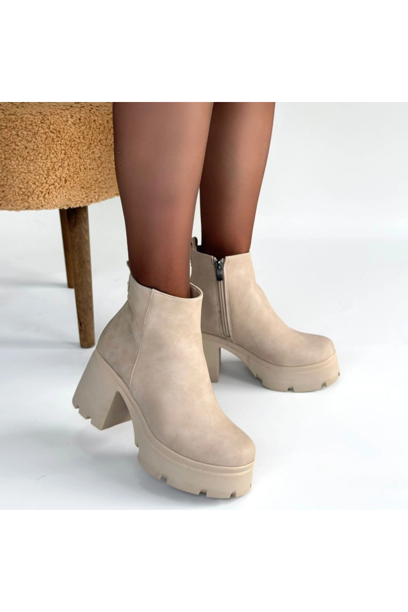 Belay Bej Nubuk Topuklu Bot