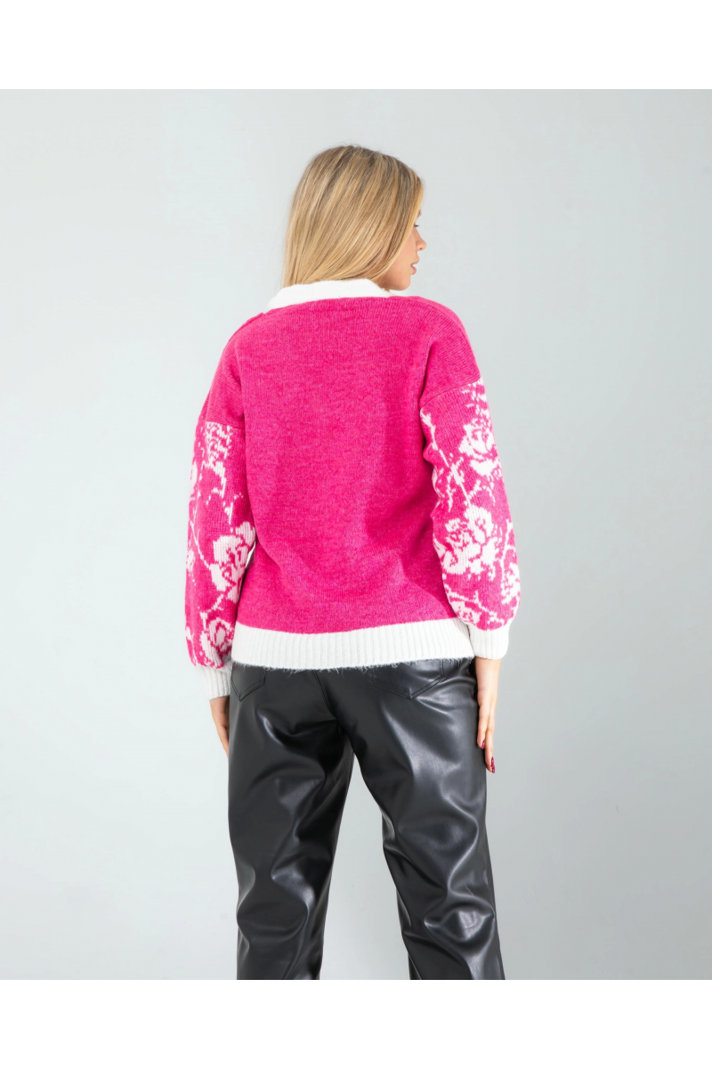 Fuşya Triko Hırka Fuşya Triko Hırka