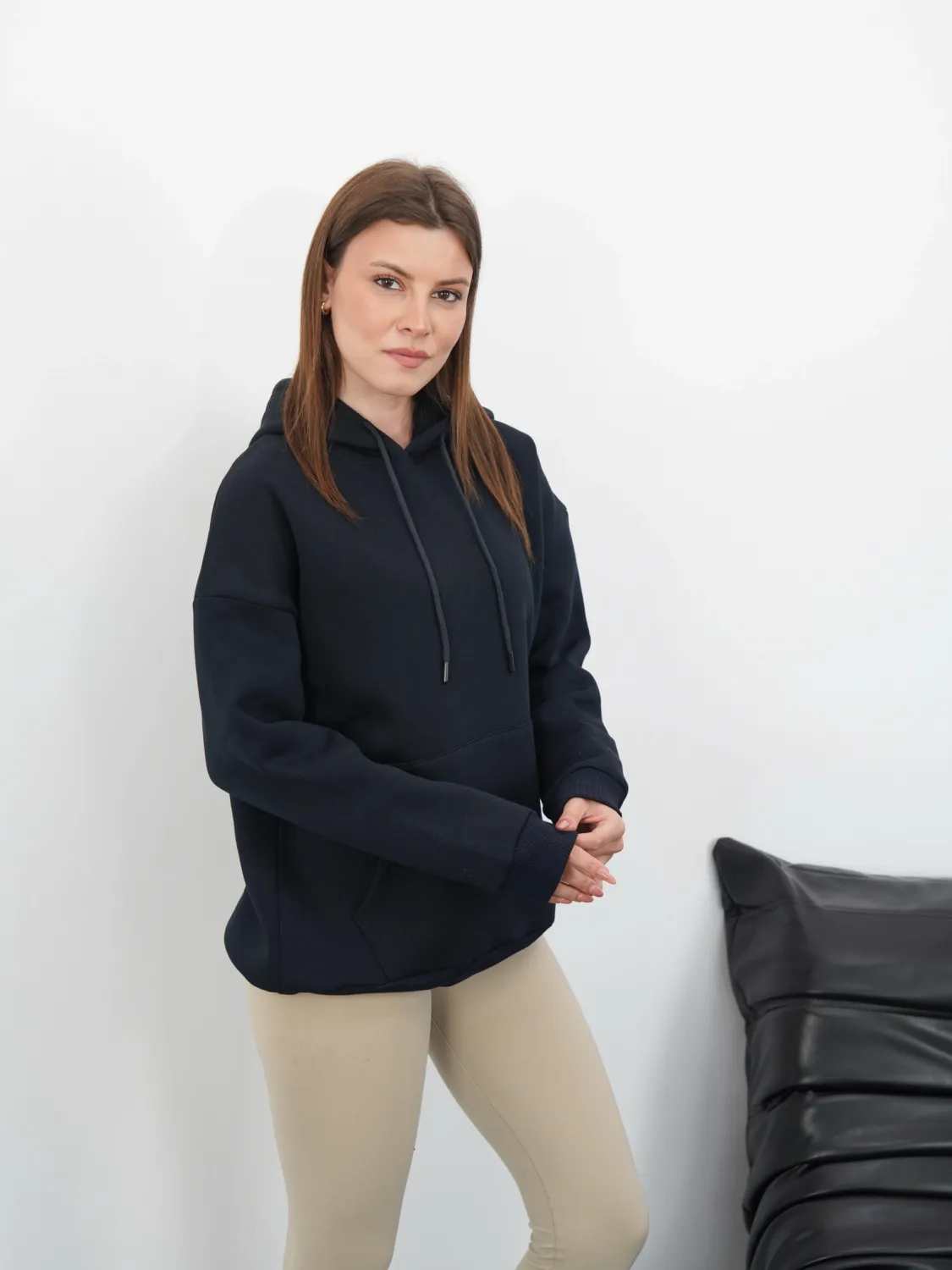 3 iplik şardonlu kapşonlu swetshirt lacivert md63 — görsel 3 · FCI189S0Q0
