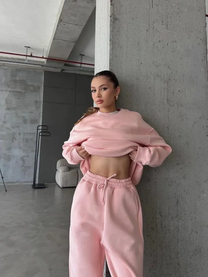 3 iplik şardonlu Lastik paça eşofman pembe p510439 — görsel 2 · 3TN20YOIDK