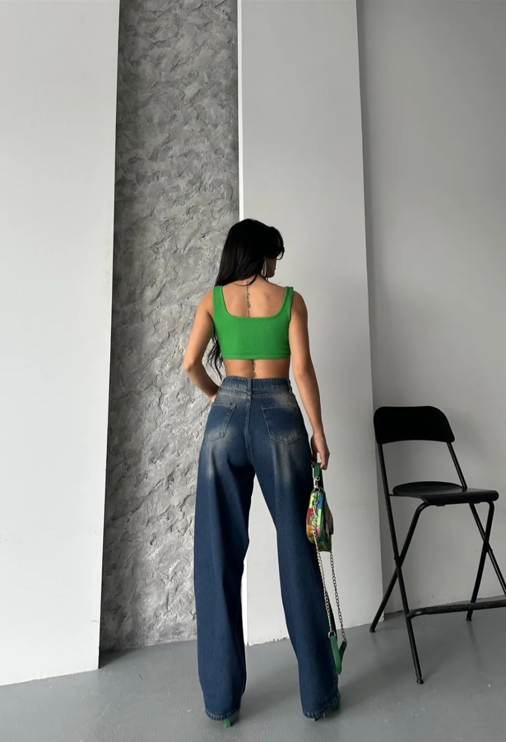 Baggy süper taş bıyık yıkama kahve tint jeans pantolon d2007 — görsel 2 · QJFZFKJJMJ