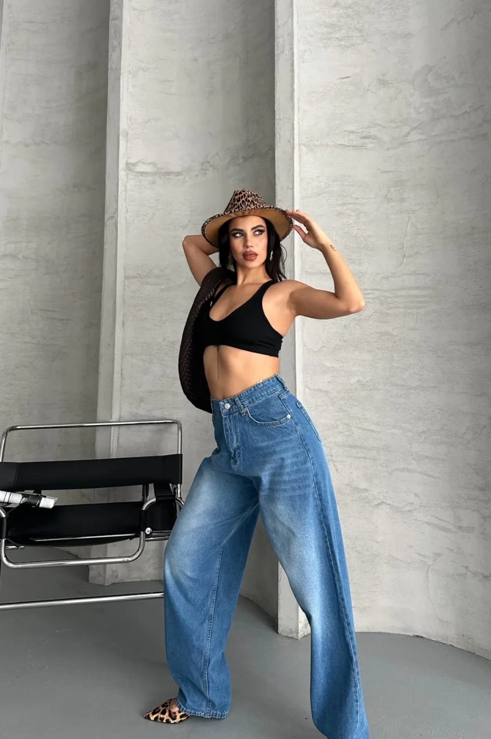 Baggy süper taş bıyık yıkama mavi jeans pantolon d2007 — görsel 3 · SONQ64NUH9