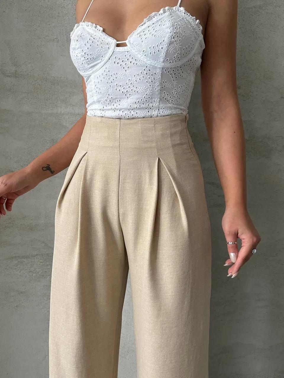 Pileli keten pantolon s255046 — görsel 2 · 9ALFPRNTXG