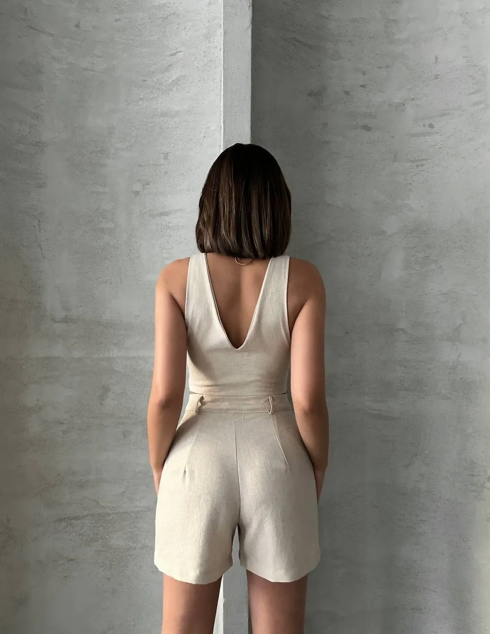 Şortlu keten takım s255014 — görsel 4 · 5YO791NZRG