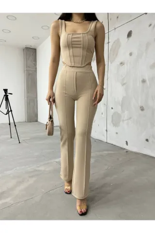 Bej Bilyeli İnterlook Alt Üst Takım — görsel 1