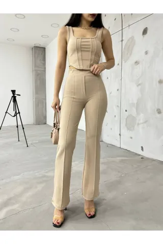 Bej Bilyeli İnterlook Alt Üst Takım — görsel 2