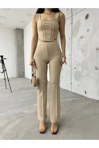 Bej Bilyeli İnterlook Alt Üst Takım — görsel 3