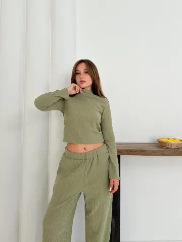 Balıkçı yaka örme takım mint st265865 — görsel 2