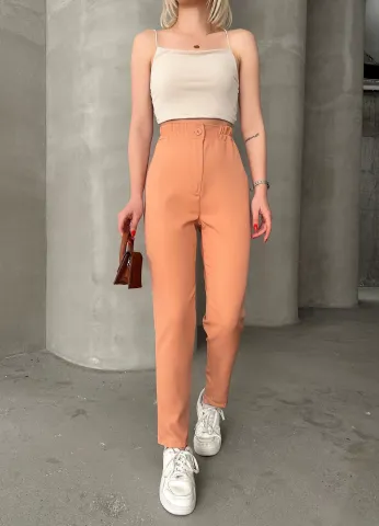 Beli lastikli karamel pantolon — görsel 1
