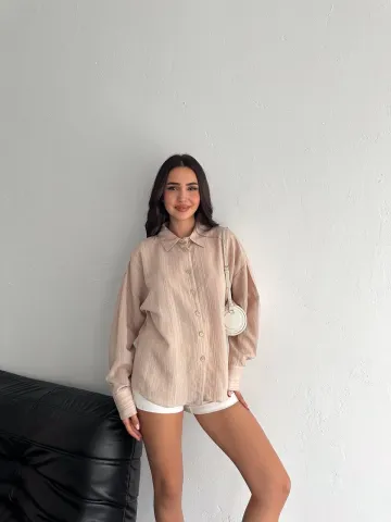 Çizgili oversize gömlek — görsel 3