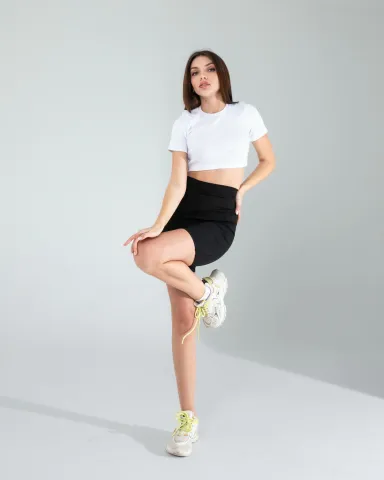 Siyah Fitilli Push Up Toparlayıcı Biker Spor Tayt — görsel 3