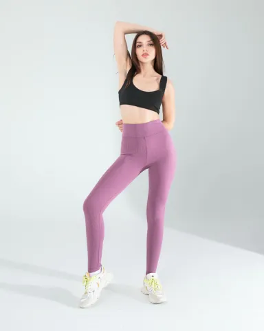 Lila Fitilli Push Up Toparlayıcı Spor Tayt — görsel 1