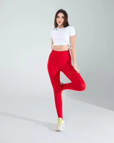 Kırmızı Fitilli Push Up Toparlayıcı Spor Tayt — görsel 1