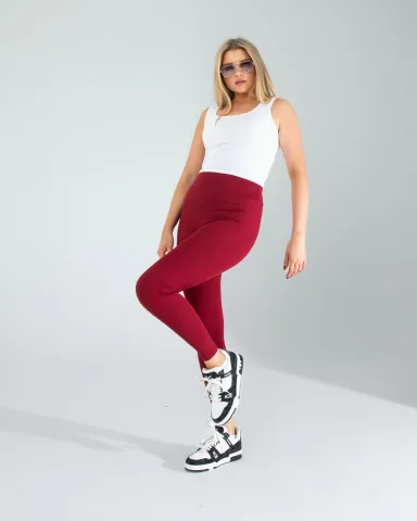 Bordo Fitilli Push Up Toparlayıcı Spor Tayt — görsel 3