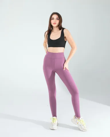 Lila Fitilli Push Up Toparlayıcı Spor Tayt — görsel 3