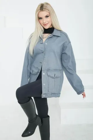 Kadın Oversize Körüklü Cep Kot — görsel 1