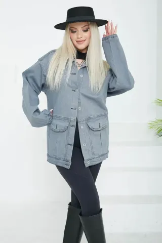 Kadın Oversize Körüklü Cep Kot — görsel 2