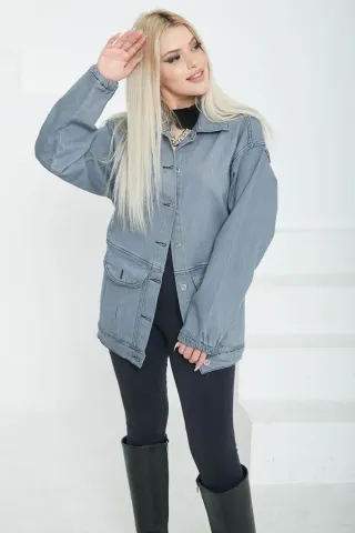 Kadın Oversize Körüklü Cep Kot — görsel 3