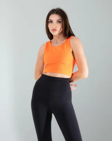 Turuncu Kalın Askılı Scuba Kumaş Crop — görsel 2