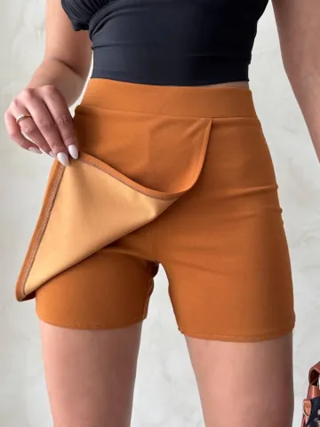 Kapaklı şort etek camel s208 — görsel 1