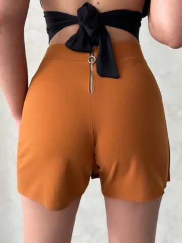 Kapaklı şort etek camel s208 — görsel 2