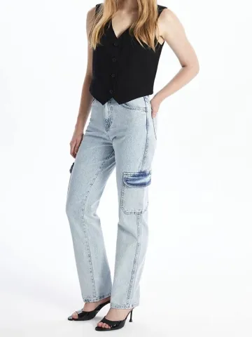 Kargo cep kar yıkama jeans pantolon — görsel 2