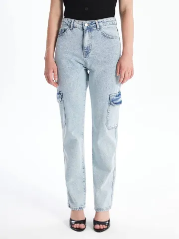Kargo cep kar yıkama jeans pantolon — görsel 1