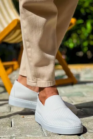 KB-114 Kuback Beyaz Triko Yüksek Taban Bağcıksız Günlük Erkek Ayakkabı — görsel 2