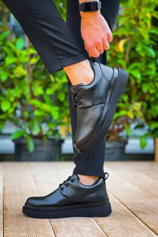 KB-X3 Kuback Siyah Cilt Siyah Taban Bağcıklı Günlük Erkek Ayakkabı — görsel 3