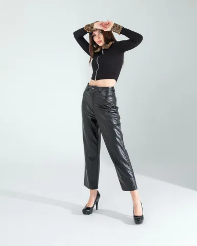Kürk Detay Fermuarlı Crop — görsel 3