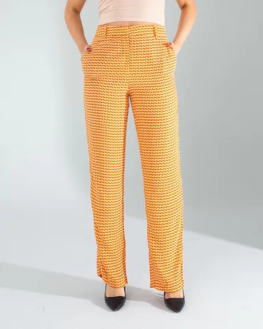 Retro Desen Cepli Turuncu Pantolon — görsel 2
