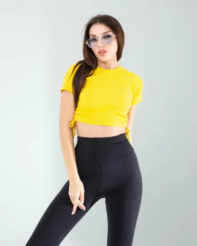 Sarı Yandan Büzgülü Crop — görsel 2